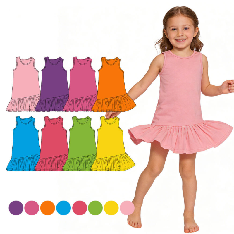 QinQin Girls Summer Sports Set Girls Athletic Wear 3pcs Set Custom 75% Nylon 25% Spandex Yoga Kids Printed Tennis Clothes