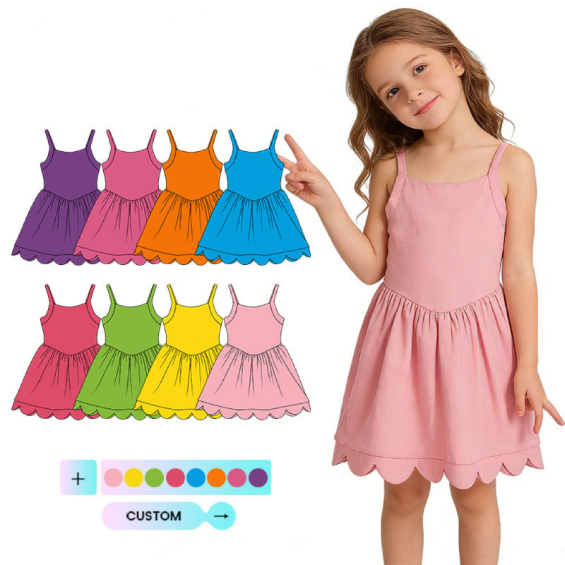 QinQin 2026 Summer Customized Color Logo Girls Active Wear Kids Summer Yoga Dress Baby Girls Kids Yoga Dress With Shorts