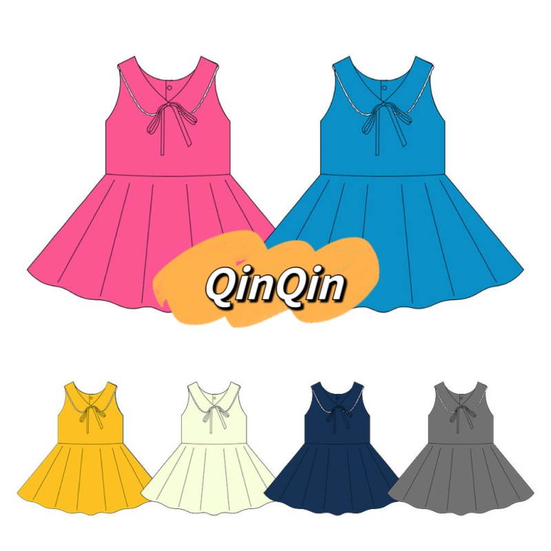Color Matching and Pattern Girl Dress + Shorts Baby Teen Athletic Boutique Clothing Set Kids Activewear 2pcs Outfit