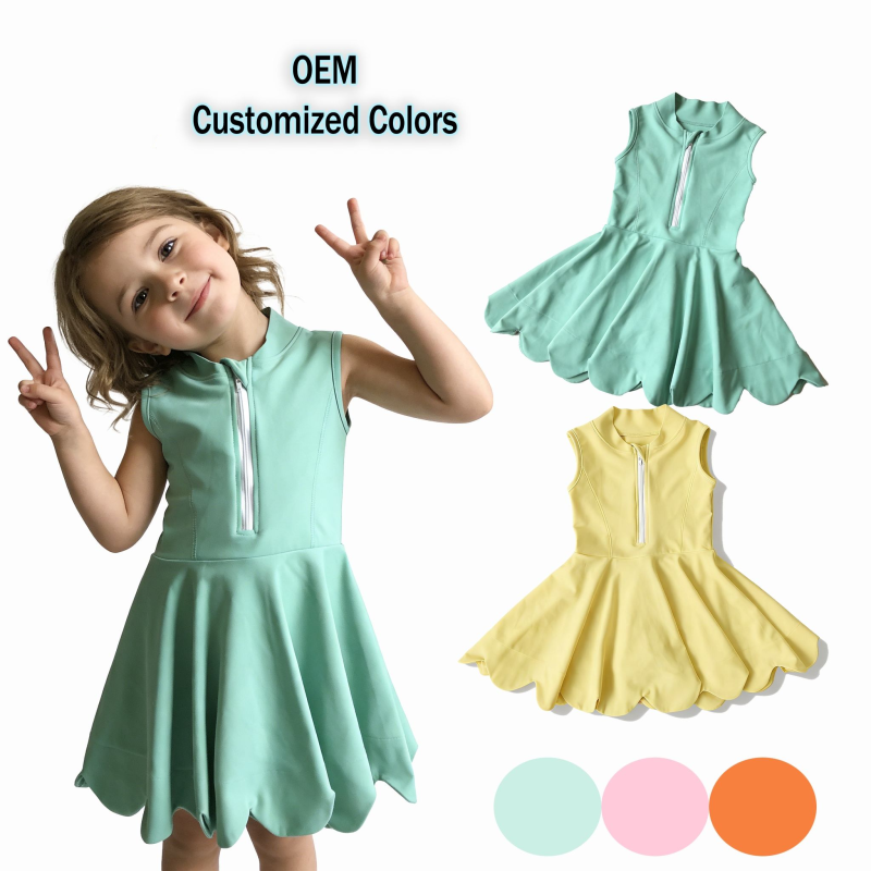 QinQin Summer Casual Yoga Wear Sleeveless Dress Toddler Tank Top Dress Hemline Petal Flounces Dress