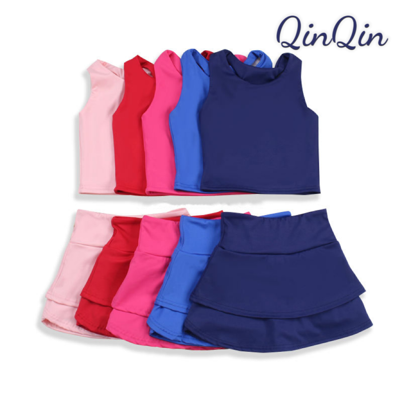 QinQin Seamless Yoga Sports Workout Girl Gym Fitness Sets Wear Solid Color Kids Sportswear