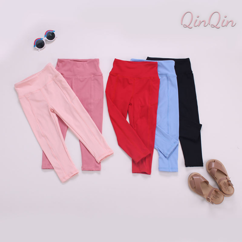 OEM/ODM Girls' Solid Leggings Legging Polyester/spandex Legging Lembut Untuk Anak Perempuan