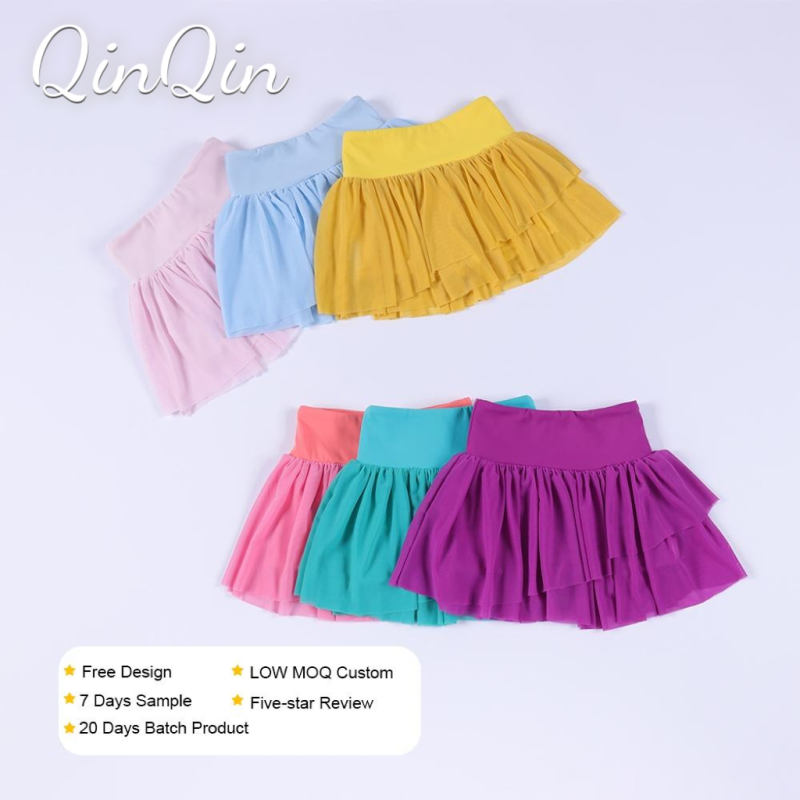 Girls Fashion Yoga Skirt Mesh Trim Built-in Shorts Custom Pattern Sports Customizable