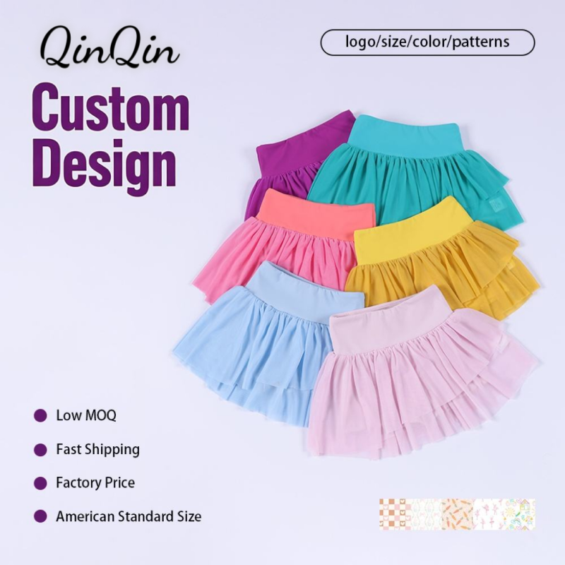 Girls Yoga Mesh Skirt Built-in Shorts Custom Print Fashion Sports Wear Customizable