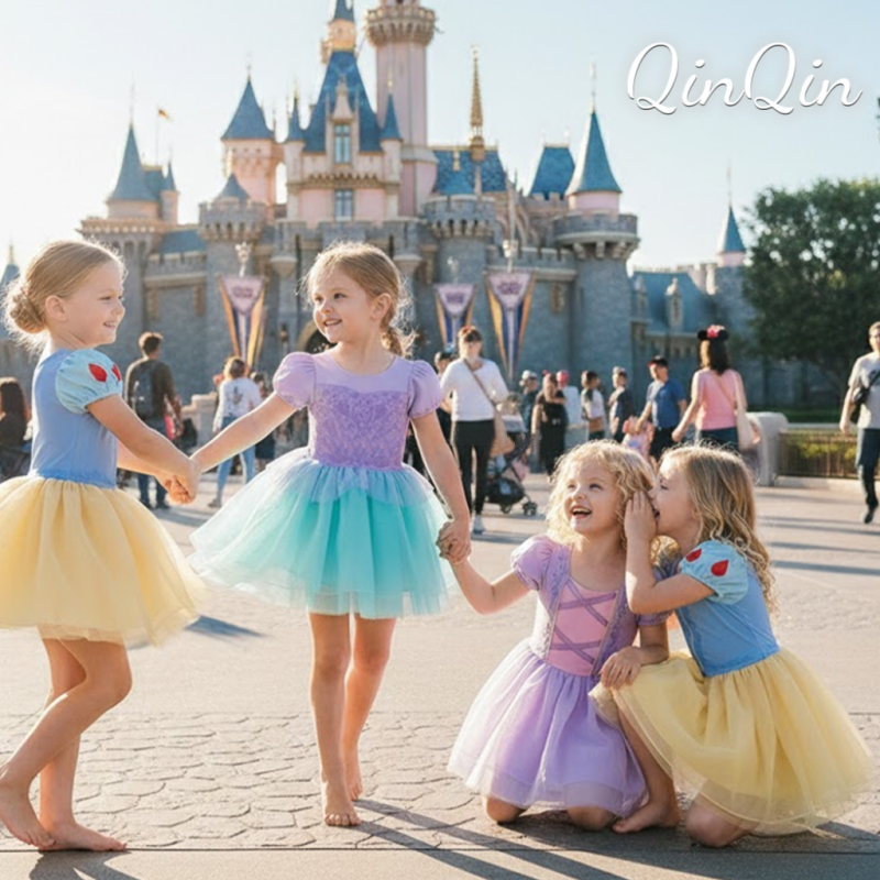 Girls Boutique Princess Dress Yoga Fabric Multi Layer Tulle Amusement Park Dance Wear Small Batch Custom