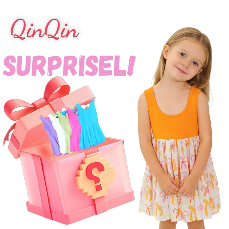 QinQin Girls Athletic Wear New Selling Surprise Box Gym Active Wear Kids Sportswear Fitness Yoga Summer Mesh Dress