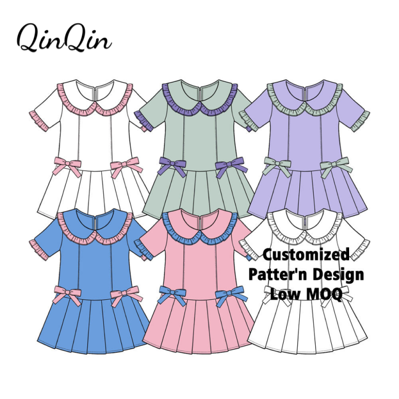 Sweet Girls Yoga Dress Lace Collar Bowknot Built-in Shorts School Casual Outdoor Small Batch Custom