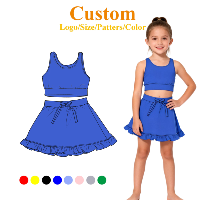 Ultra Comfortable QinQin High Elasticity Girls Yoga Outfit Breathable Two Piece Sportswear Set for Children Sports Fitness Training