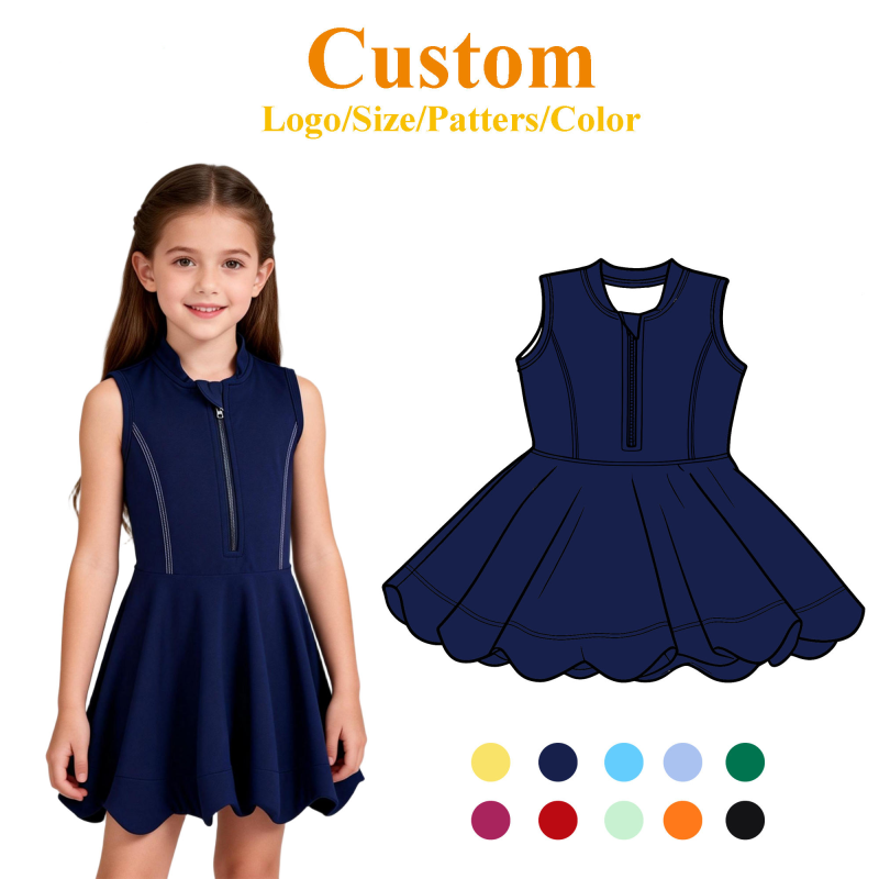 QinQin Special Girls Tennis Dress Children Athletic Skirt Workout Sleeveless Kids Fitness Yoga Wear Dress