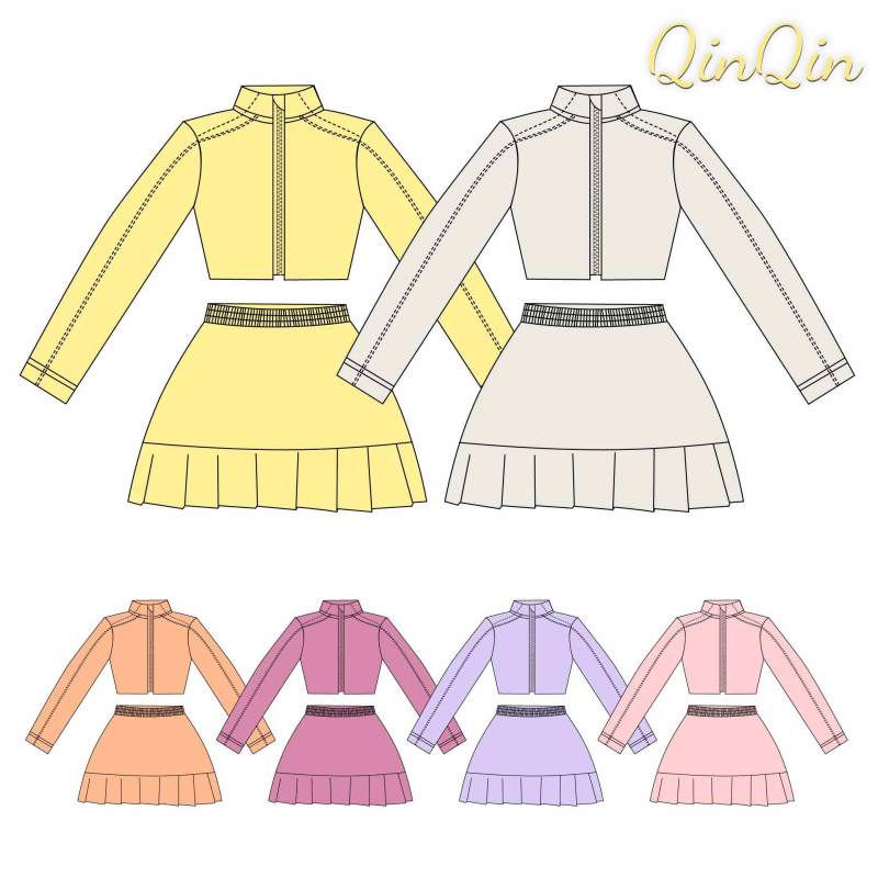 QinQin Girls Long Sleeve Yoga Dress Custom Color Logo Printing Soft Stretchy Kids Active Wear for Dance Fitness