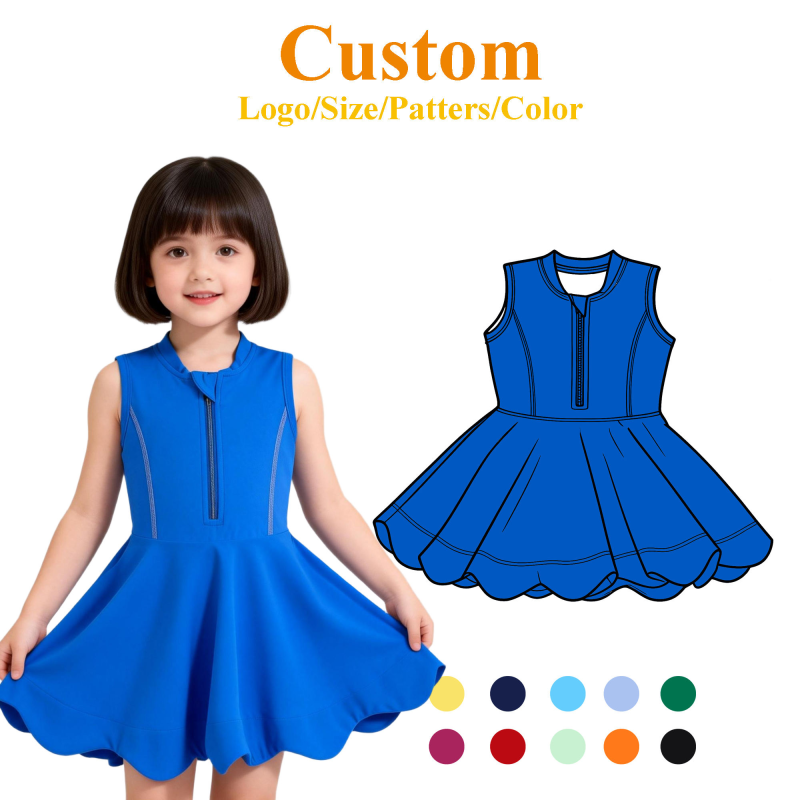 QinQin Custom Sleeveless Yoga Dress for Girls Washable Breathable Summer Fitness Clothing