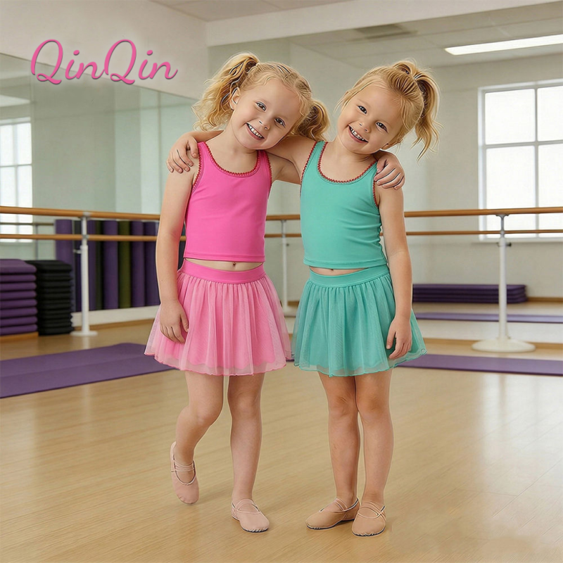 Big Girls Yoga Mesh Skirt Built-in Shorts Stylish Sports Custom Print Customizable