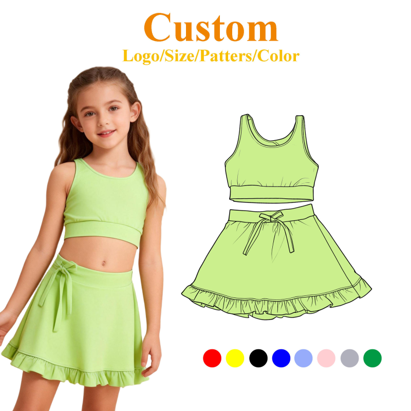 High Quality Custom Color Summer Baby Yoga Set Athletic Wear Skirt Sets Fitness Workout Girls Yoga Sets and Shorts