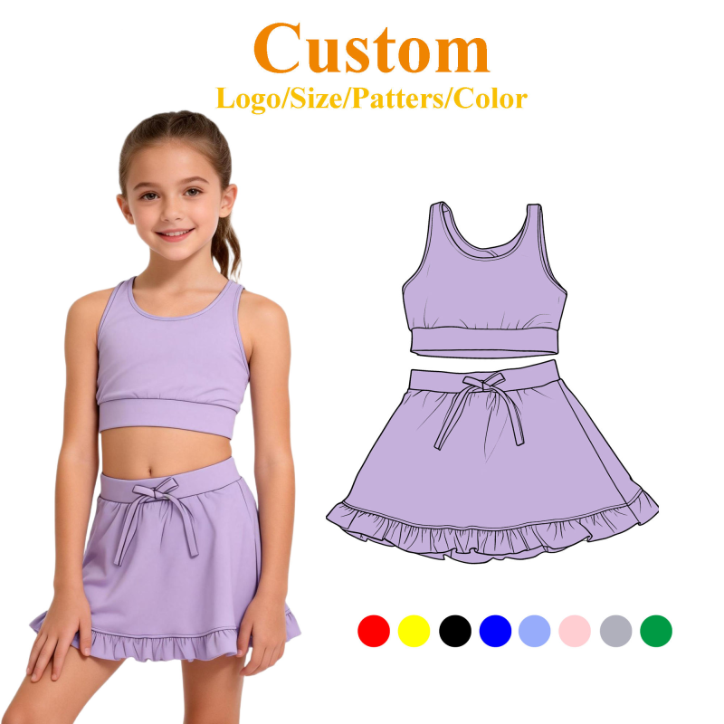 QinQin Baby Girls' Sleeveless Cool Knitted Yoga Dress Set Cute Casual Clothing for Summer Spring