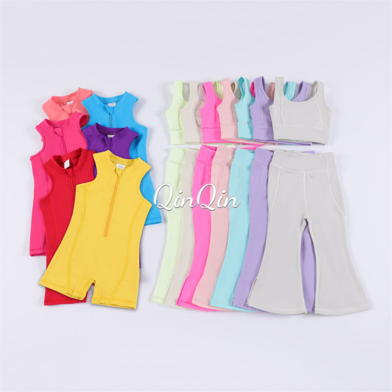 Hot Sale QinQin Fitness Sportswear Girl Sports Gym Flared Pants Lulu Yoga Fitness Suit Gym Sports Wear Set