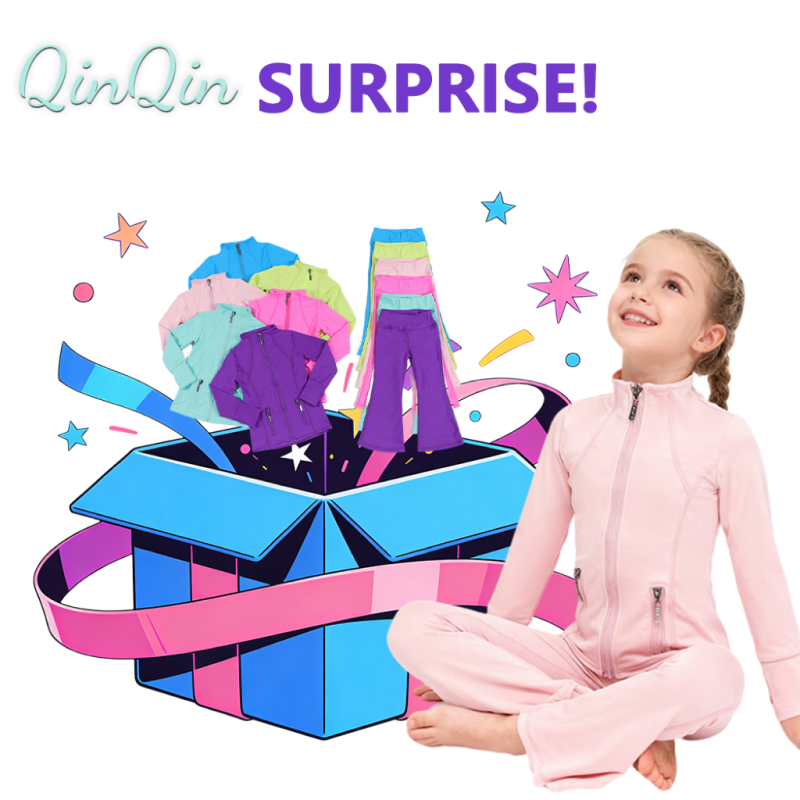 Girls Yoga Sports Set Boutique Mystery Box Slim Zip Top Flared Tight Pants Long Sleeve