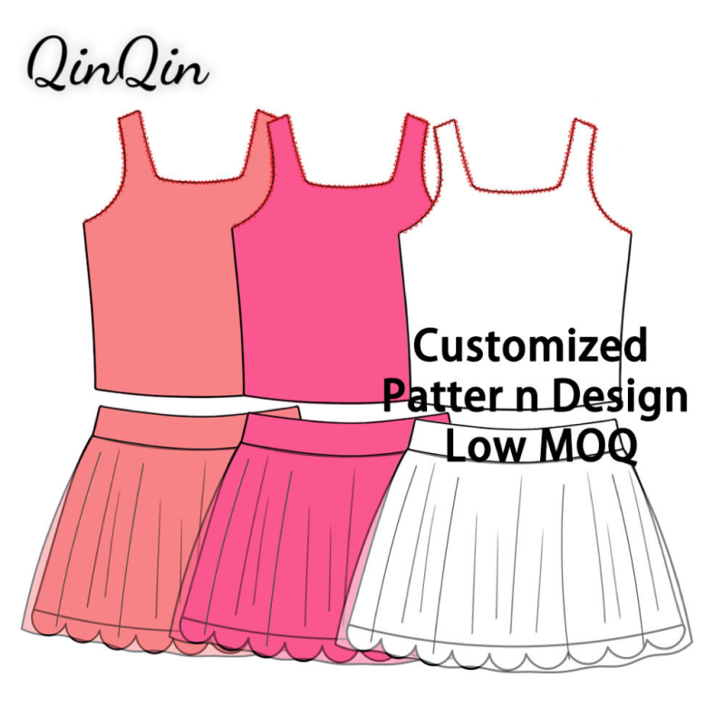 Girls Yoga Mesh Skirt Built-in Shorts Custom Print Fashion Sports Wear Customizable