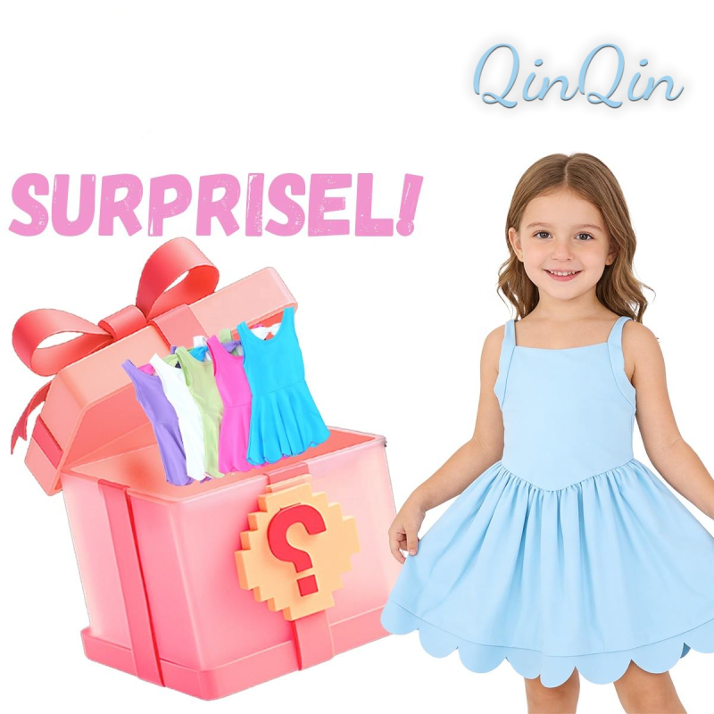 QinQin Customized Color Logo Girls Lucky Box Summer Yoga One-Piece Dress with Shorts Daily Use Girls Sports Ruffle Tennis Dress
