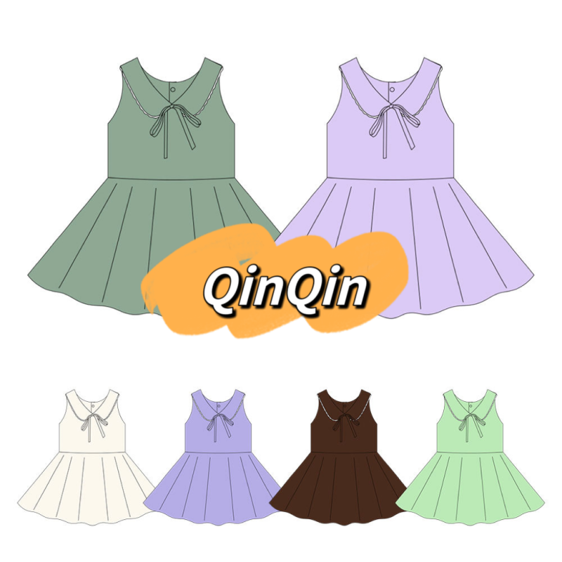 Color Matching and Pattern Girl Dress + Shorts Baby Teen Athletic Boutique Clothing Set Kids Activewear 2pcs Outfit