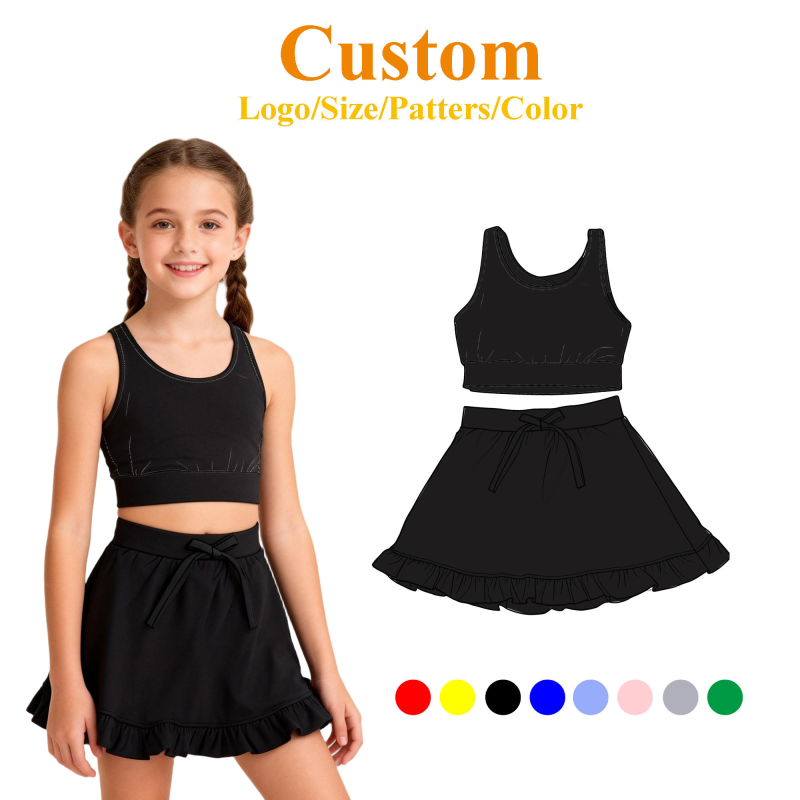 QinQin Wholesale New Design Kids Sport Clothes Plain Color Comfortable Yoga Baby Girls Clothing Sets Leggings Workout