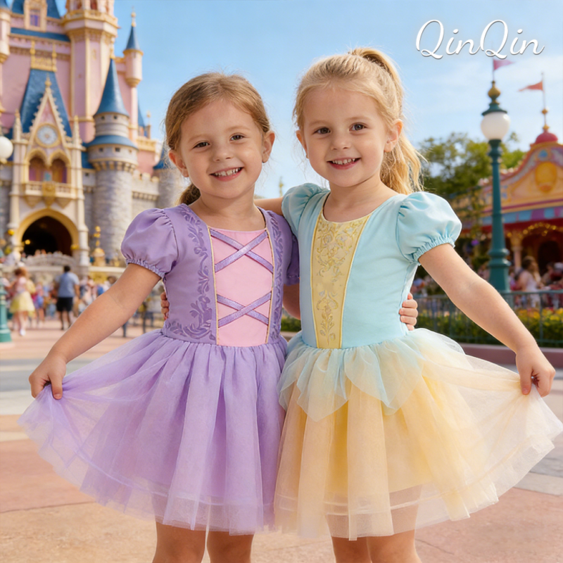Girls Amusement Park Birthday Princess Dress Multi Layer Tulle Organza 3D Heat Transfer Vinyl Small Batch Custom