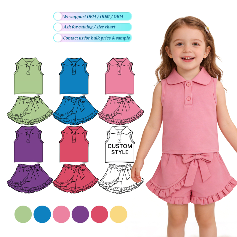 QinQin Girls Active Wear Kids Sports Gym Set Custom Printed Kids Yoga Skirts Set New Arrival Shirts Top Pockets Skirts Outfits