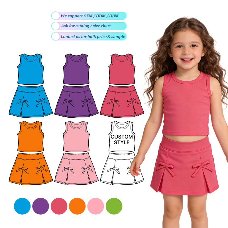ODM Custom Logo Girls Sports Clothing Set Baby Print Yoga Skirt Outfit for Toddlers Breathable & Quick Dry Sets