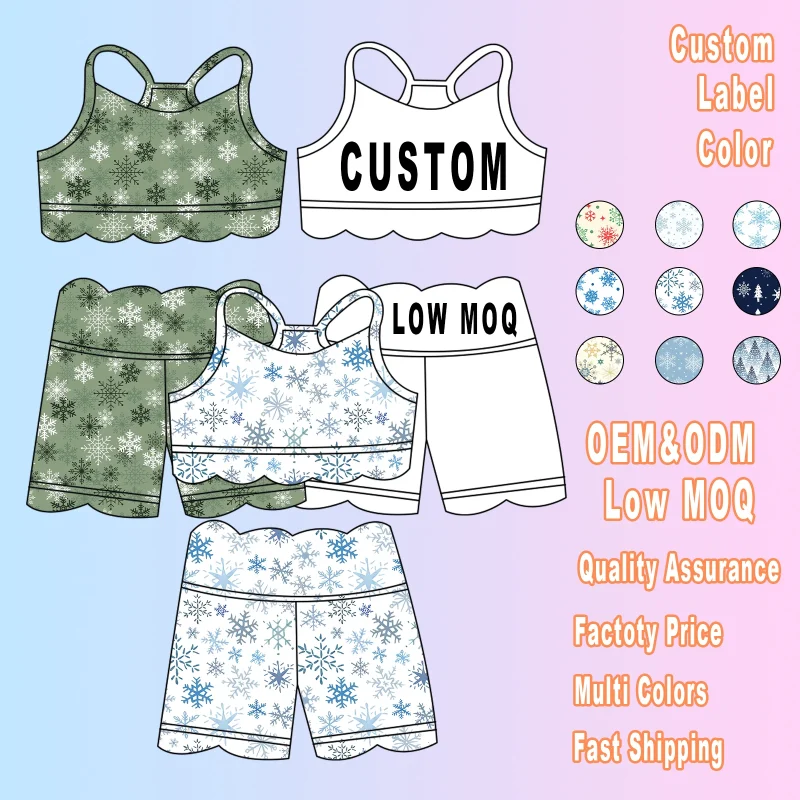 OEM Children Sports Sets Girls Activewear Clothes Cross Shoulder Straps Tank Tops + Shorts Kids Two Piece Yoga Set