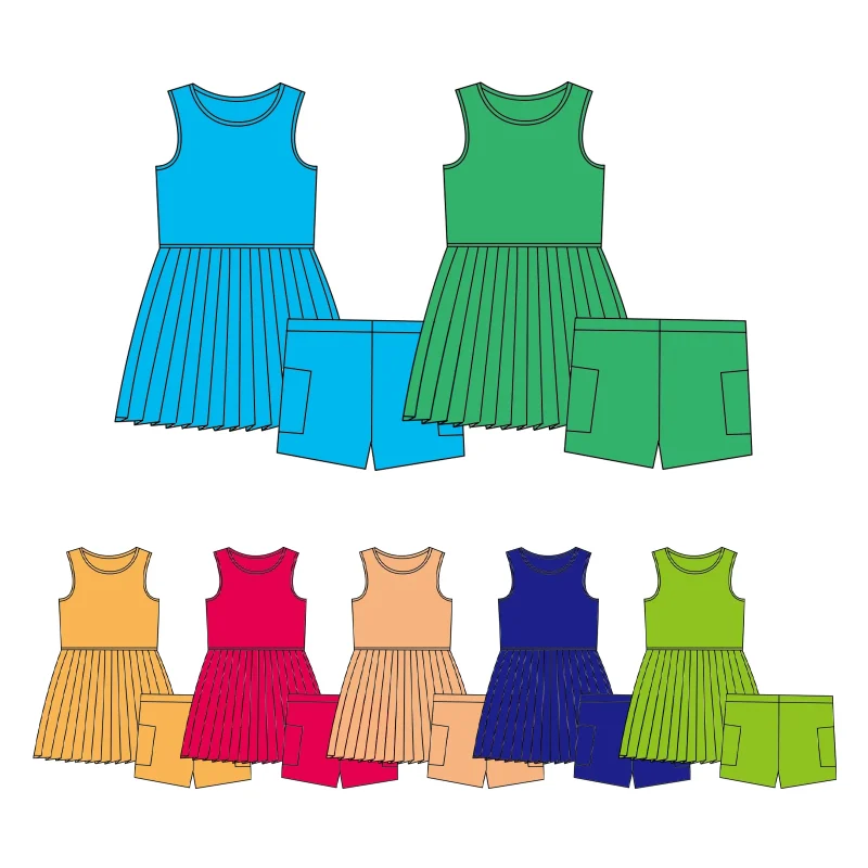 Boutique Hot Sale Custom Designed Soft Casual Girls Sleeveless Tank Dress and Short Two Pieces Activewear Set