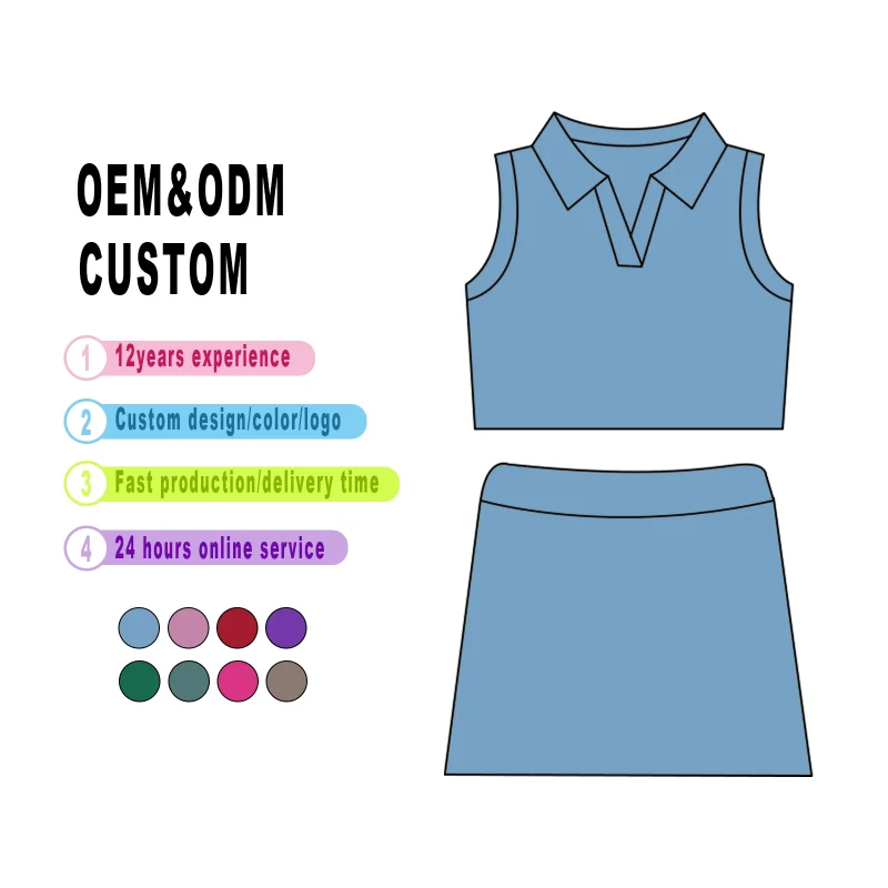 OEM Elastic Crop Tops Pleated Skirt Kids Clothing Manufacturers Fitness Clothes Children Gym Fitness & Yoga Sports Wear