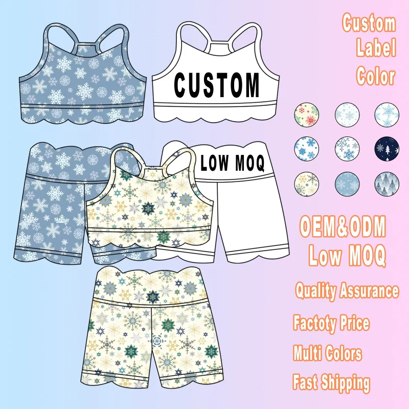 Wholesale Customized Girl Clothing Sports Wear Nylon Two Piece Girls Clothing Sets Fitness Sports Wear Gym Yoga Sets for Kids