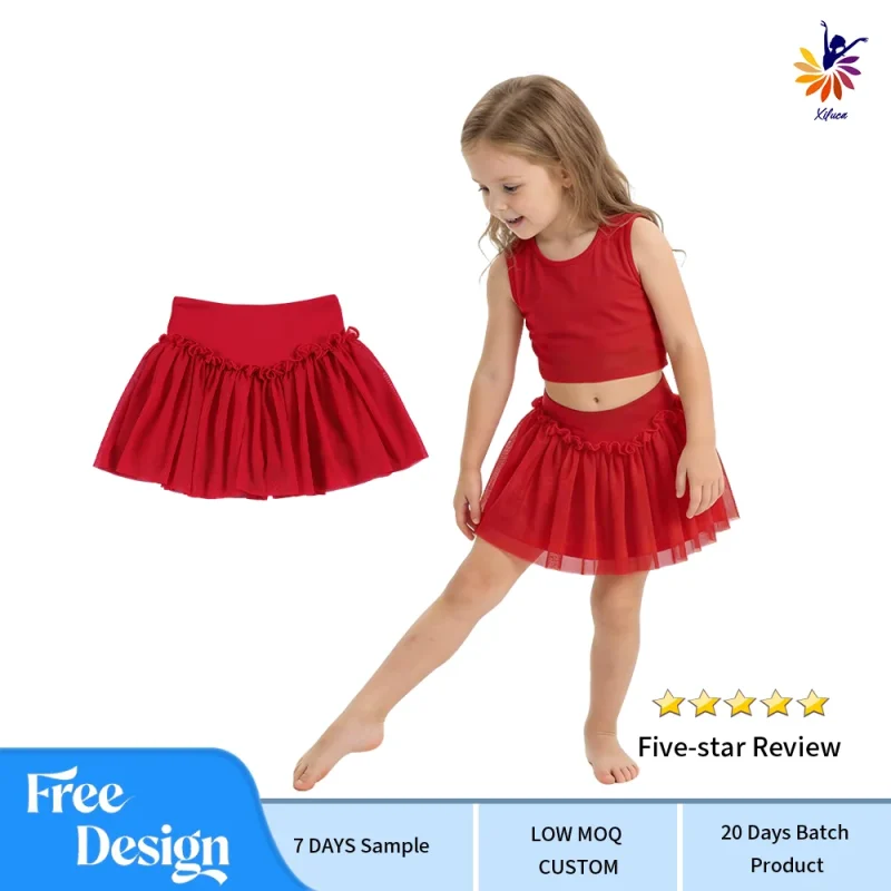 Girls Yoga Mesh Skirt Built-in Shorts Custom Print Fashion Sports Wear Customizable