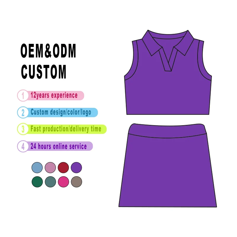 OEM Kids Sport Wear New Design Tennies Yoga Athletic Sportswear Toddler Yoga Skirt Baby Girl Sets