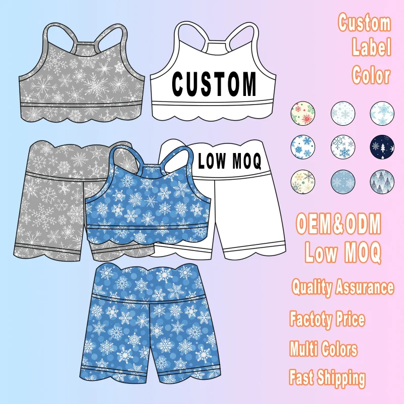 Wholesale Low MOQ Kids Yoga Wear Summer Children Clothing Custom Printed Tween Girl Active Wear Leggings Kids Yoga Set