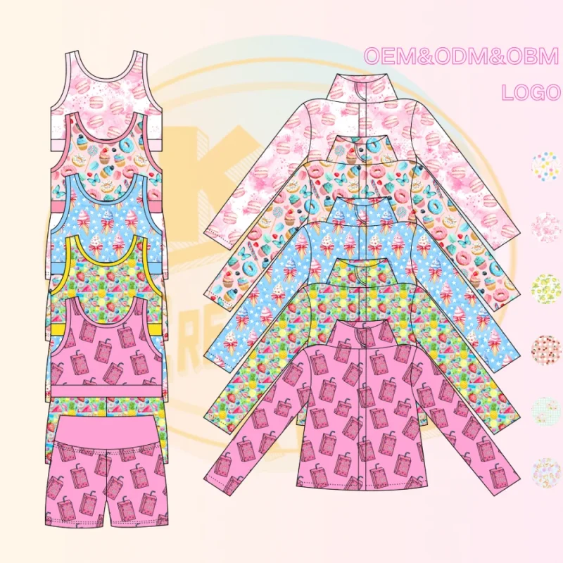 KERUI Girls Yoga Outfit Sets Kids Nylon Spandex Sports Wear Girls Summer Sports Gymt Tanks Shorts Tennis Suits