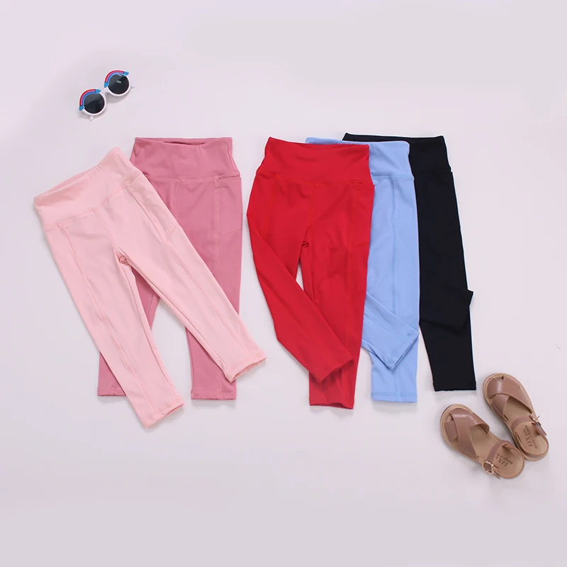OEM/ODM Girls' Solid Leggings Legging Polyester/spandex Legging Lembut Untuk Anak Perempuan