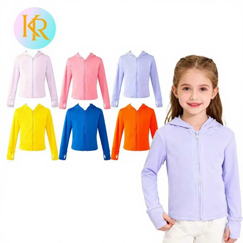 Kerui Girl Soft Slim Long-Sleeve Sports Coat with Zipper Quick Dry Gym Yoga Running Jacket Featuring Custom Logo