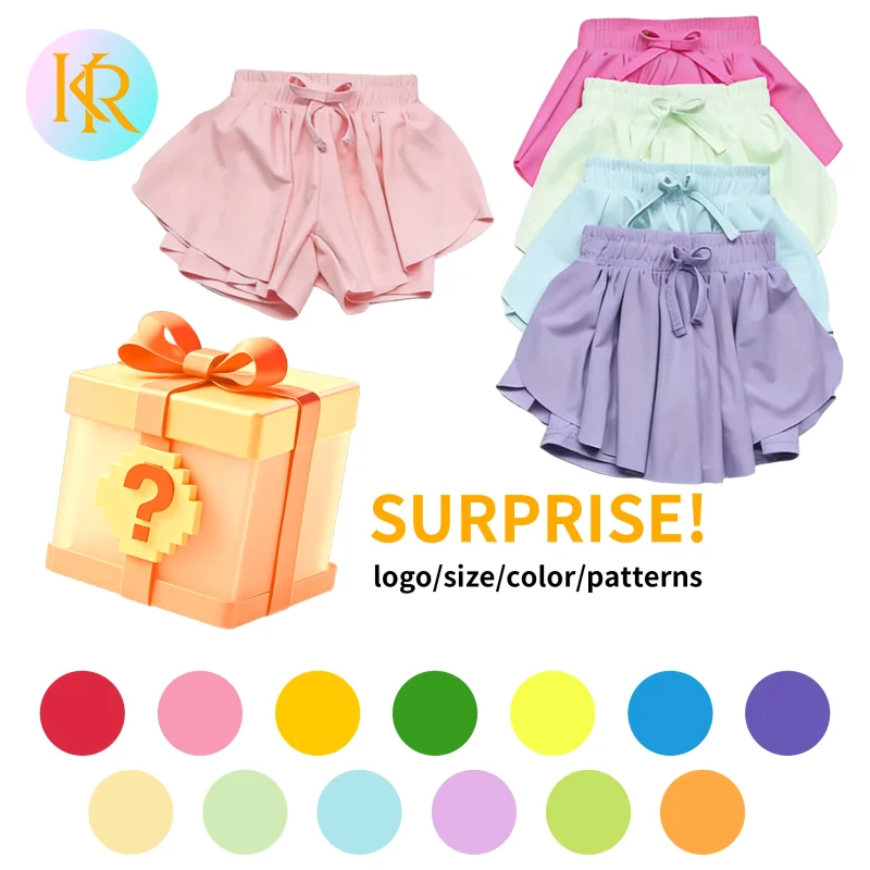 Kerui 2026 Active Wear Kids Girls Overlay Performance Dress Active Wear for Yoga Gymnastics and Stage Costume Lucky Box