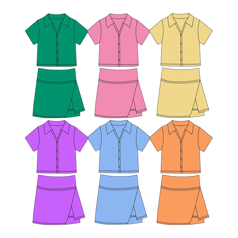 Kerui Little Girls Tennis Sets Sports Solid Colours Two Piece Sets Girls Athletic POLO Collar Short Sleeved Skirt Clothing Sets - Image 6