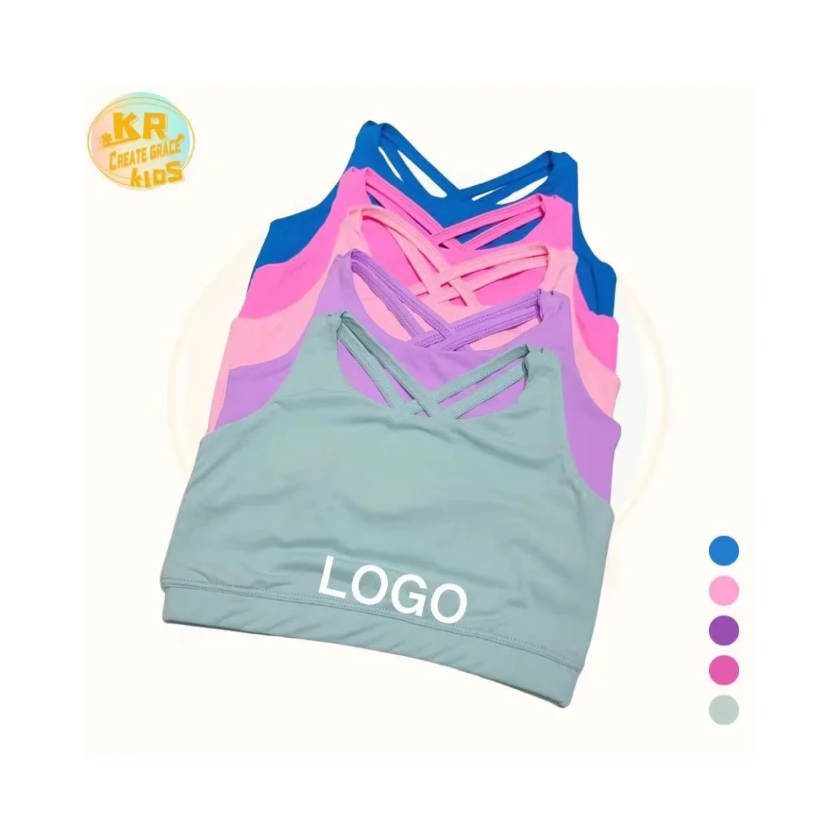 Custom Color Crossing Back Toddler Little Girls Training Tennis Bras Kids Yoga Wear Gymnastics Vest Top