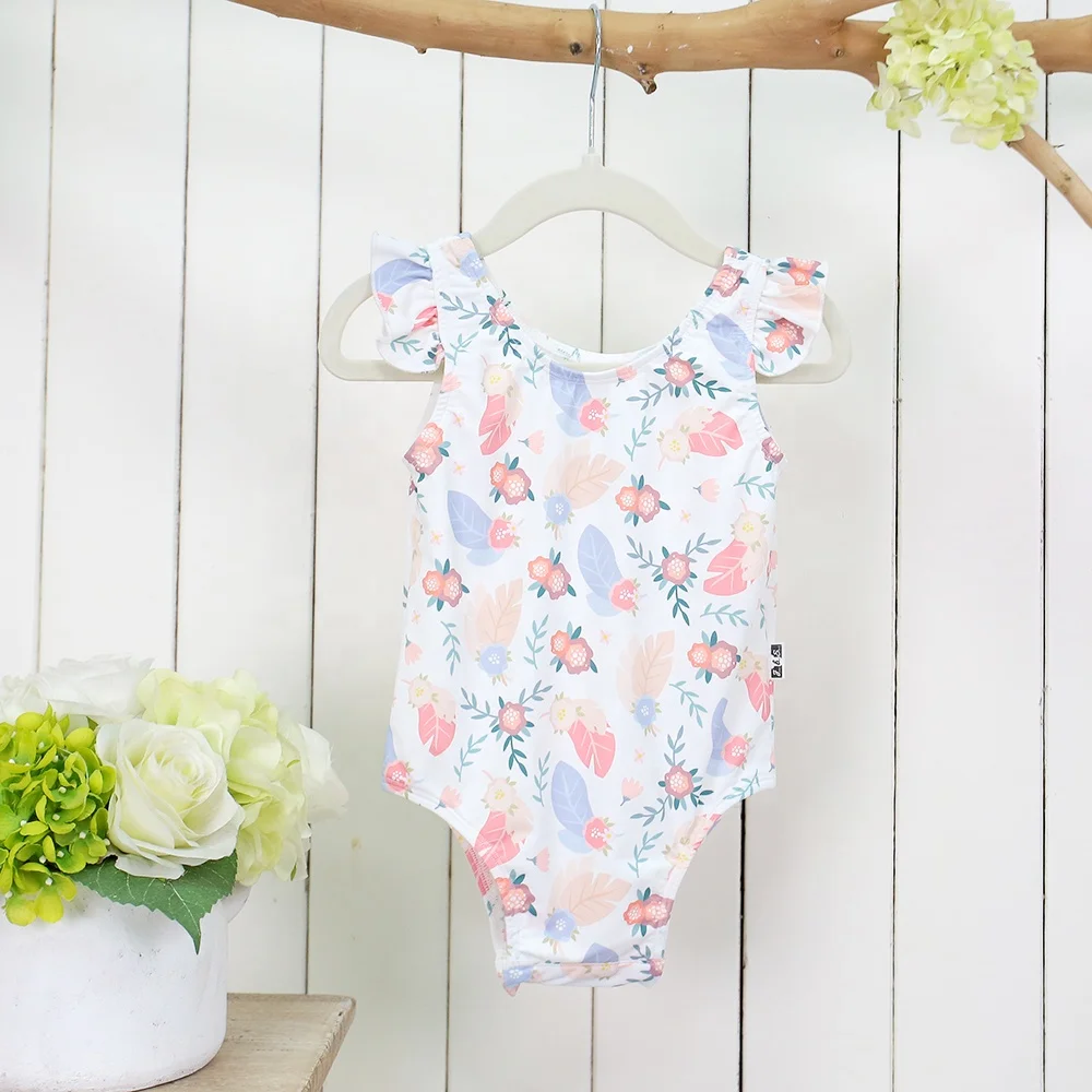 Hot Sale Custom Floral Print Girls Swimsuit New Arrival Sleeveless Beachwear for Toddlers Summer Swimming Clothes - Image 4