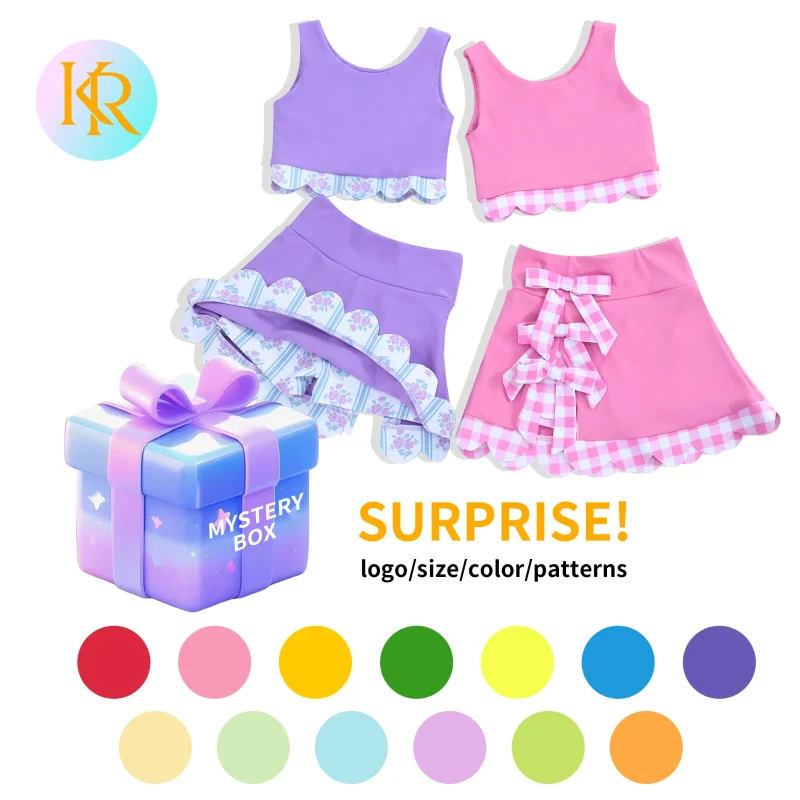 Kerui Spring-Ready Girls Yoga Set Solid Long Sleeve With Embroidery Matching Yoga Leggings Custom Kids Yoga Clothes Blind Box