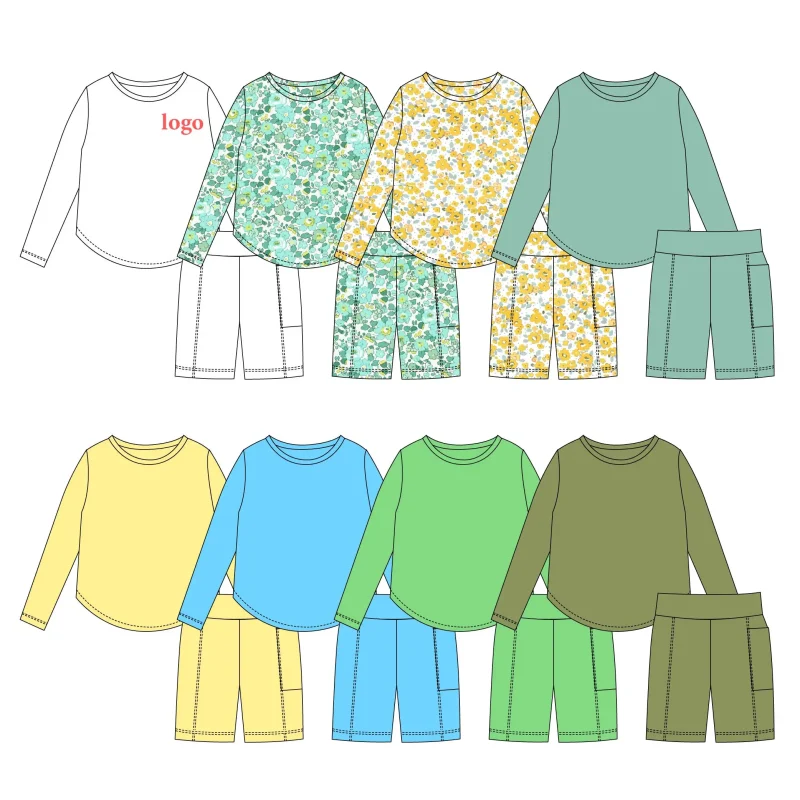 WEIWEI Girls Solid Color Yoga Set with Flared Hem | Loose Fit Long Sleeve Top & Pants for Spring Fall Loungewear