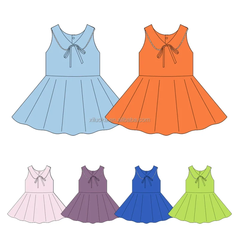 Color Matching and Pattern Girl Dress + Shorts Baby Teen Athletic Boutique Clothing Set Kids Activewear 2pcs Outfit