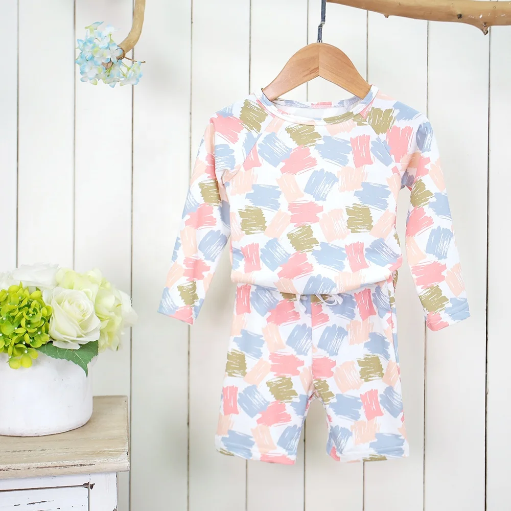 New Style 2pcs Unisex Custom Long Sleeve Swimwear Suit with Geometric Print Quick Dry for Kids Summer Beach Sunscreen Clothing - Image 6