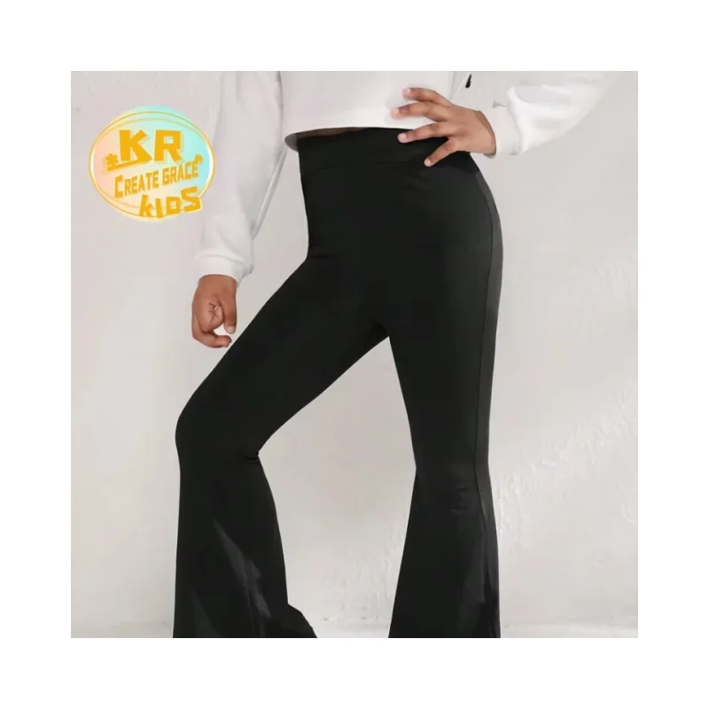 Custom 6-14 Years Girls' Flare Leggings High Waist Flared Yoga Pants Tummy Control Bell Bottoms for Girls Yoga Dance