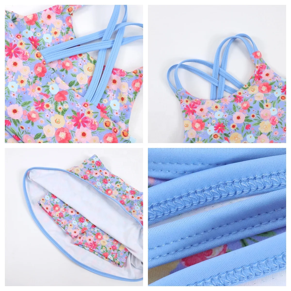 Kerui New Arrival Active Wear Adults Kids Sportswear Set Girls Sports Custom Printed Yoga Sets Girls Nylon Tennis Skirt Suits - Image 6