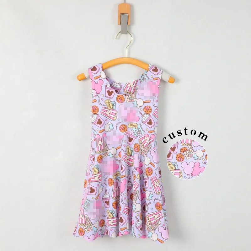 KERUI Girls Sports Cartoon Printed Sleeveless Dress Active Wear Kids Little Girls' Tennis Dress Baby Girl Nylon Summer Dress