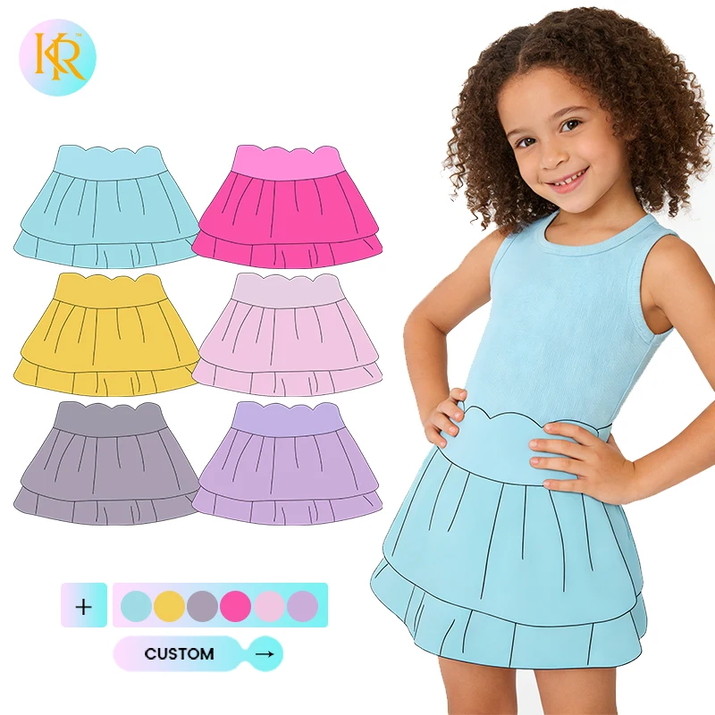 KERUI Girls Sports Girls Yoga High Stretch Double Layer Skirt Built in Shorts Toddler Girl Scallop 2-layer Cake Tennis Skirt