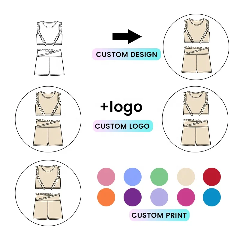 Kerui Girls Sports Summer Fashionable Sportswear Set for Girls Solid Color Casual Yoga & Sports Kid's Tennis Wear Suis - Image 2